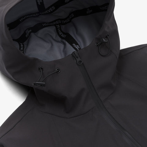 Hood detail on Foundations SS'24 3L Shell Jacket - Graphite