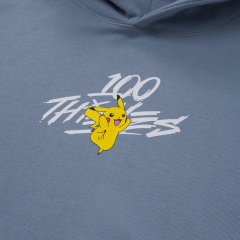 Front detail on Pikachu Core Hoodie - Medium Blue