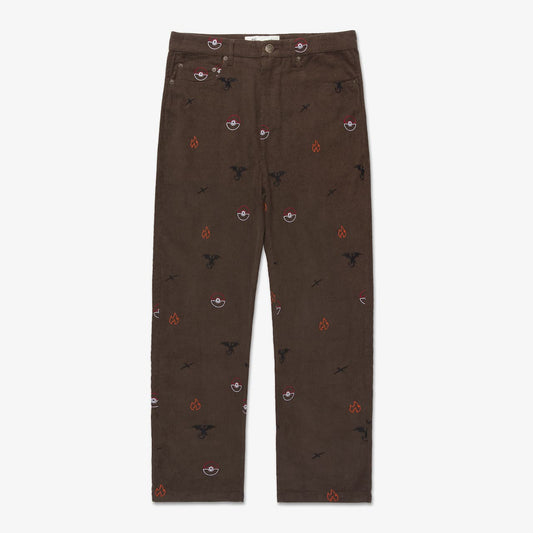 Front of Charizard Corduroy Pants - Brown