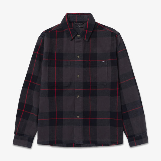 Front of Foundations FW'24 Flannel OverShirt - Black