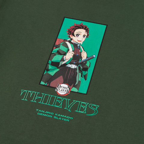 Front graphic of Tanjiro Checks T-shirt - Forest Green