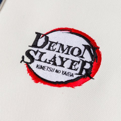 Embroidered 'Demon Slayer' logo on Demon Slayer Tote Bag - Cream