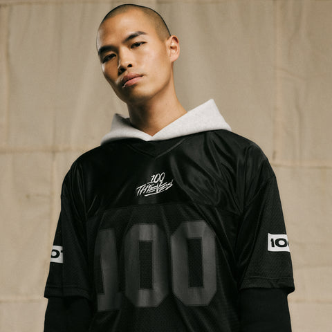 Model in Football Jersey - Black