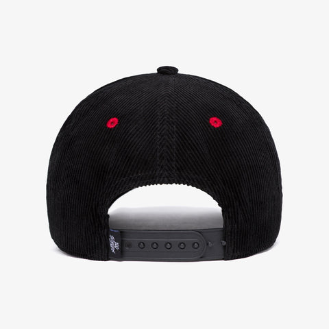 Snap back closure on Cord Drop Out Hat - Black