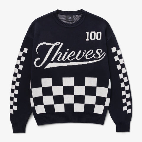 Front of Freshman Full Knit Sweater - Black