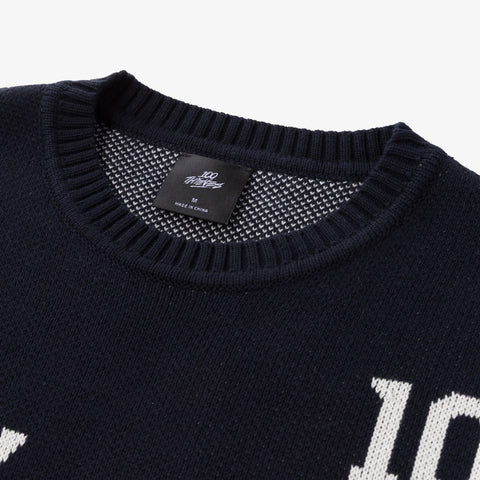 Collar detail on Freshman Full Knit Sweater - Black