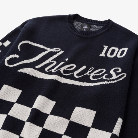 Thieves logo on Freshman Full Knit Sweater - Black