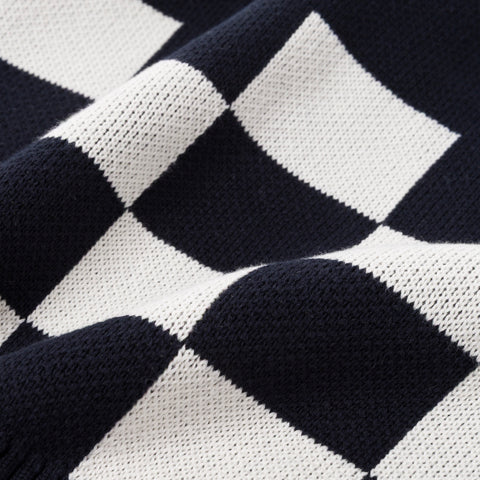 Checkered design on Freshman Full Knit Sweater - Black