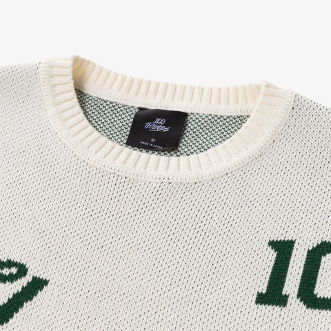 Collar detail on Freshman Full Knit Sweater - Cream