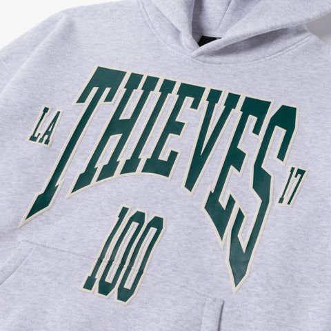 Puff Print Thieves logo on Sophomore Hoodie - Ath. Heather