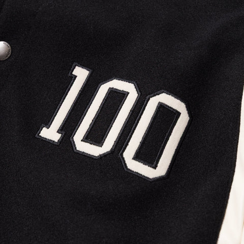 100 logo on Senior Varsity Jacket - Black