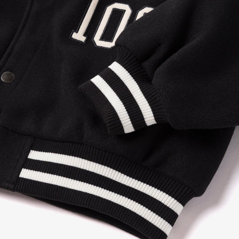 cuff detail on Senior Varsity Jacket - Black