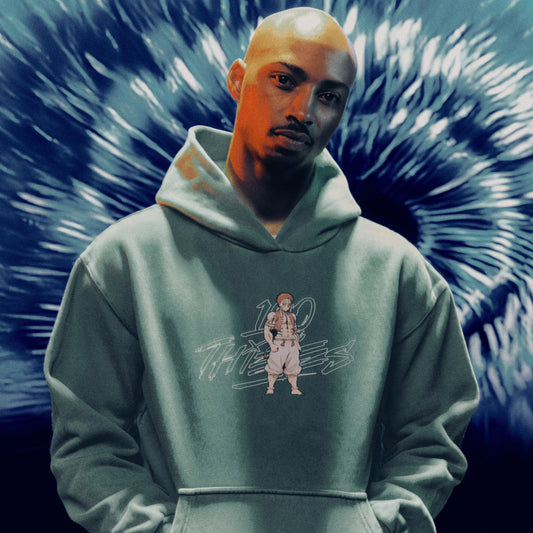 Model in Akaza Hoodie - Sage Green