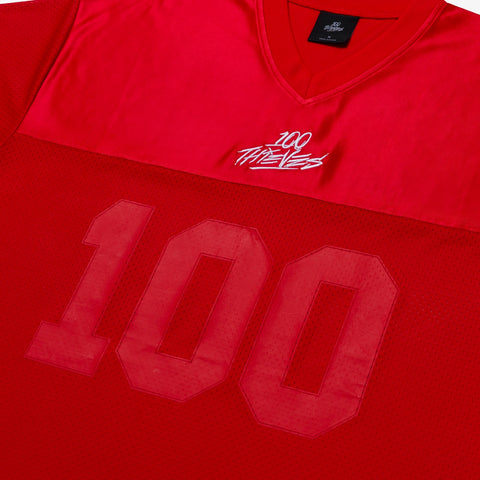 100 logo on Football Jersey - Red