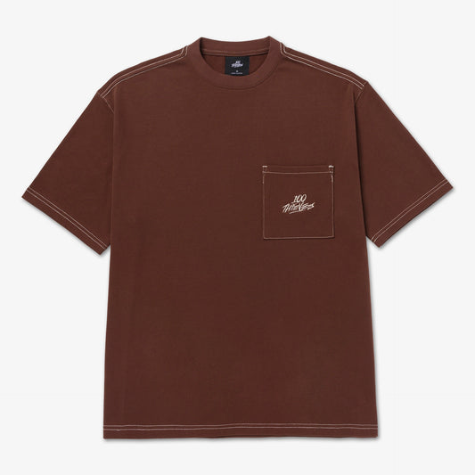 Front of Oversized Pocket T-shirt - Brown