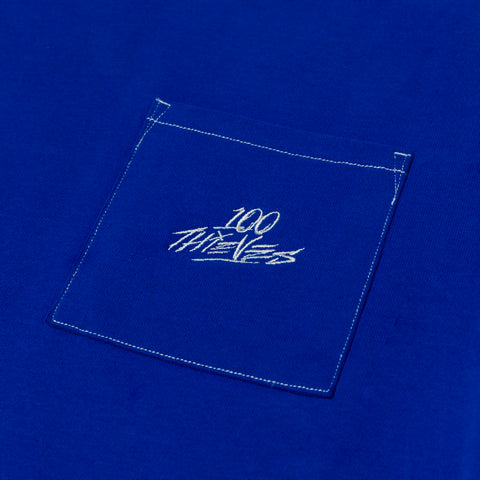 Pocket detail on Oversized Pocket T-shirt - Royal