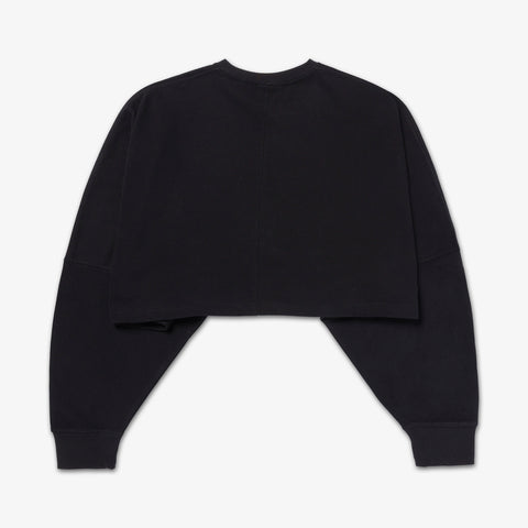 back of Womens Cropped LS - Black