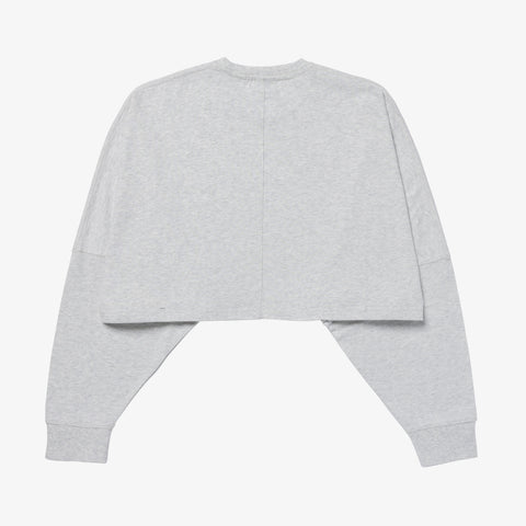 back of Womens Cropped LS - Ash Heather