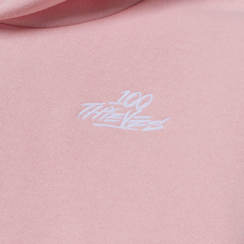 100 thieves logo on Womens Cropped Hoodie - Pink