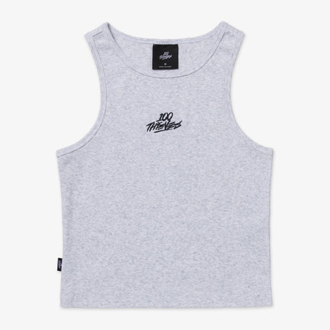 Front of Womens Ribbed Tank - Ash Heather