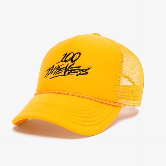 side of Foundations SS'24 Trucker Hat - Gold