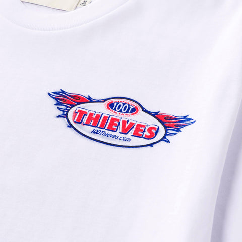 logo detail on Race Tee - White