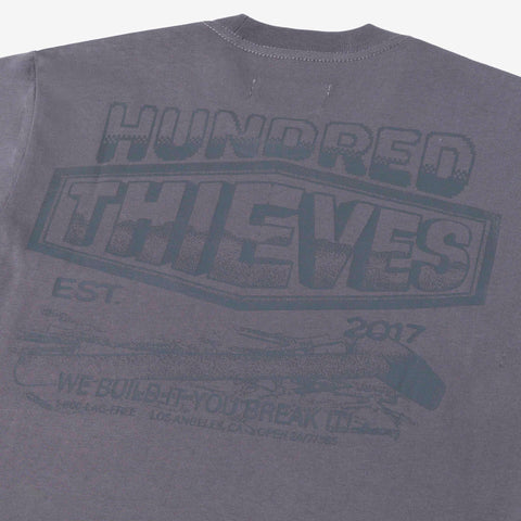 Back screen print detail on Twofer Pocket Tee
