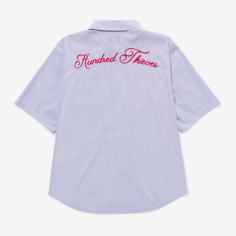 Back thread detail on Striped Mechanics Shirt