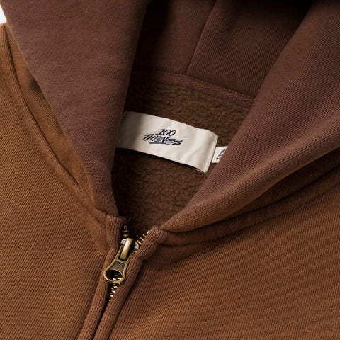 Zipper detail on Discharge Print Zip Hoodie