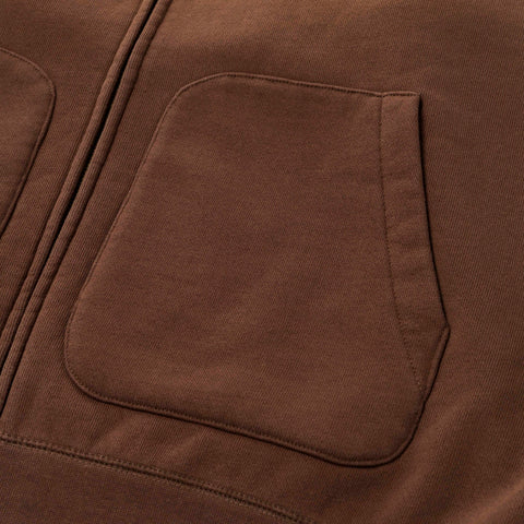 pocket detail on Discharge Print Zip Hoodie