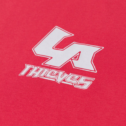LA thieves logo on chest of Exothermic T-Shirt - Red