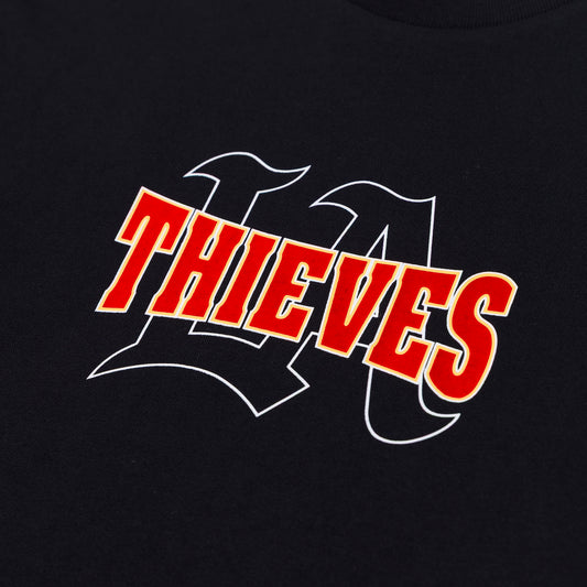 Logo on chest of Strapped LS T-Shirt - Black