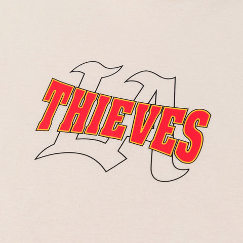 logo on chest of Strapped LS T-Shirt - Cream