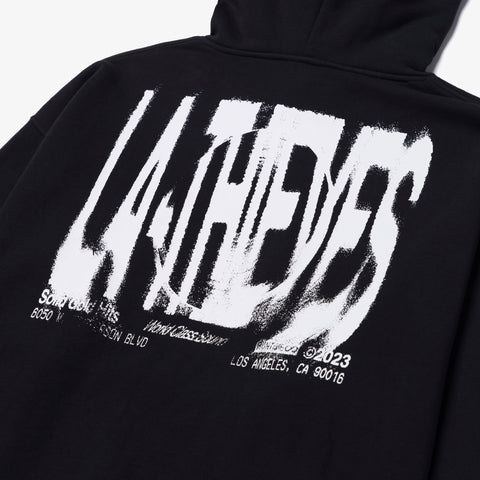 logo on back of Macrodose Hoodie - Black