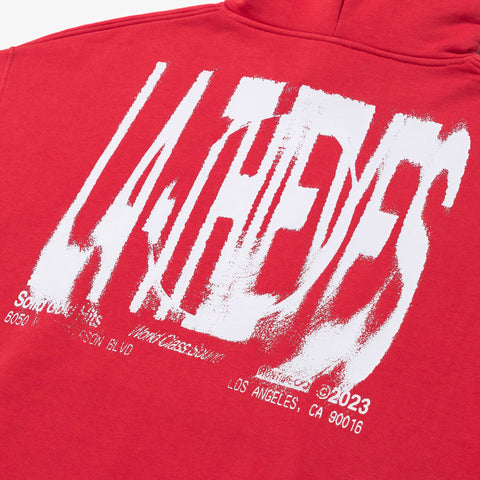 logo on back of Macrodose Hoodie - Red