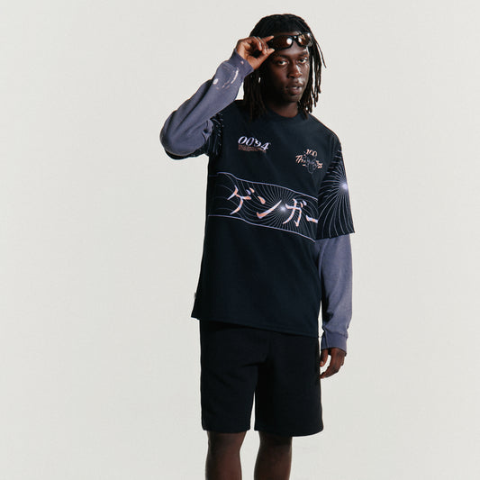 Model in Gengar Jersey - Dark Purple