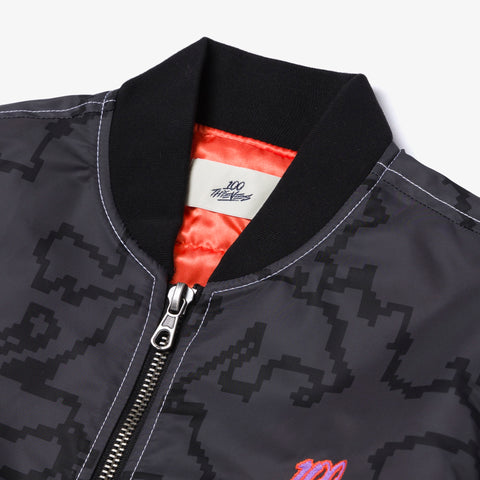 collar detail on Geopixel Bomber