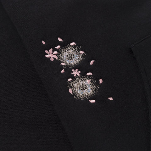 thread details on detailed design on Sakura Drive by Hoodie - Black