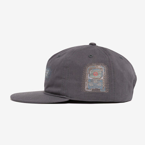 thread detail on Short Sited Hat - Black