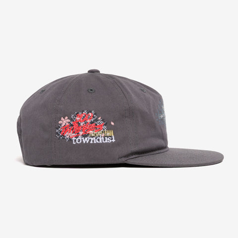 thieves x towndust thread logo on Short Sited Hat - Black