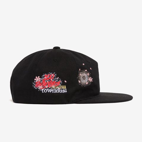 100 Thieves x Towndust thread detail on Sakura Drive-by Hat - Black