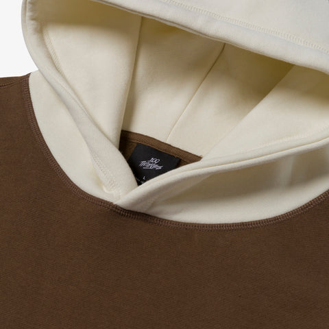Hoodie detail on Upcycle Hoodie - Brn/Ylw/Crm