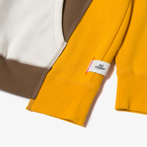 patch detail on Upcycle Hoodie - Brn/Ylw/Crm