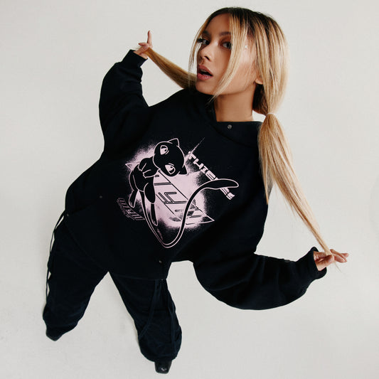 Ylona in Mew Hoodie - Black