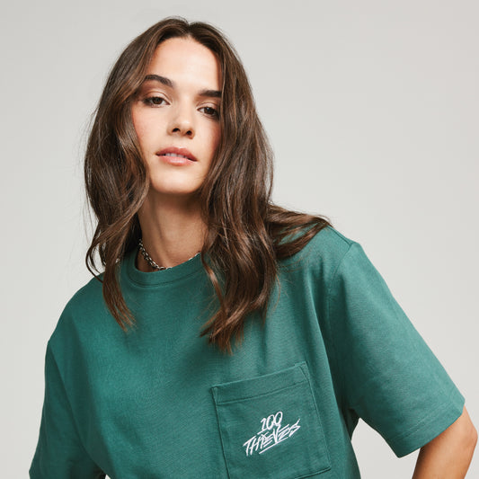Model wearing Foundations FW'23 SS Pocket T-Shirt - Forest