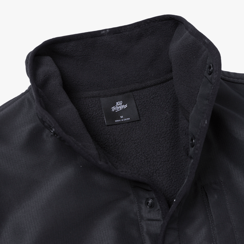 Collar detail on Foundations FW'24 Polar Fleece Pullover - Black