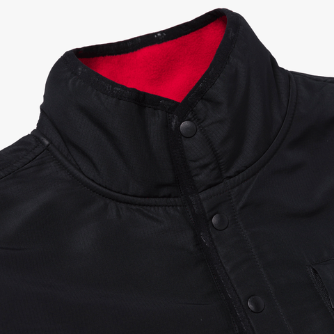 Collar detail on Foundations FW'24 Polar Fleece Pullover - Red