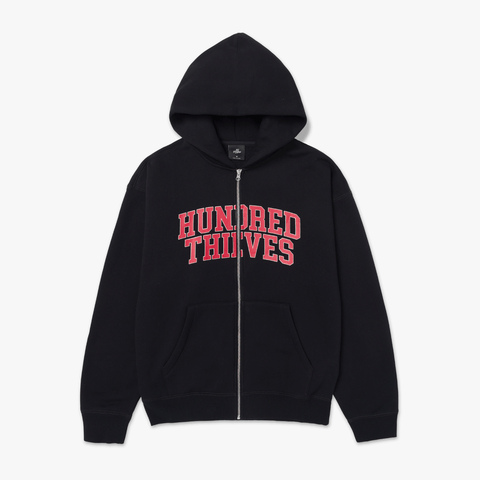 Front of Foundations FW'24 Full Zip Hoodie - Black