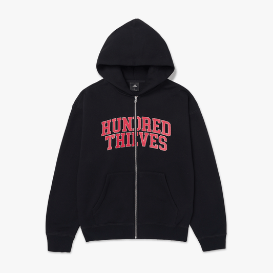 Front of Foundations FW'24 Full Zip Hoodie - Black