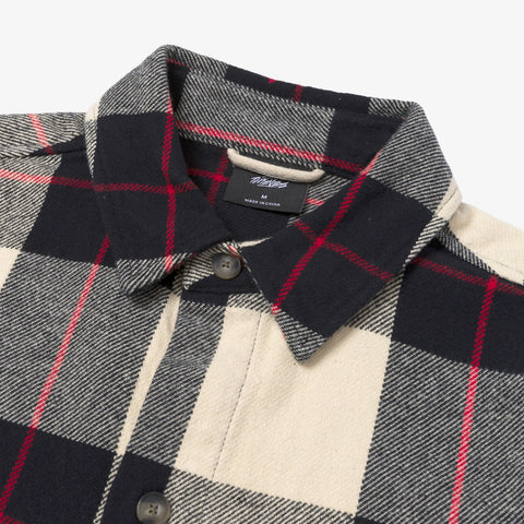 collar detail on Foundations FW'24 Flannel OverShirt - Cream